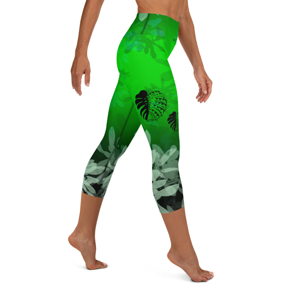 Green Monstera Yoga Capri Leggings – Aroha Mareva