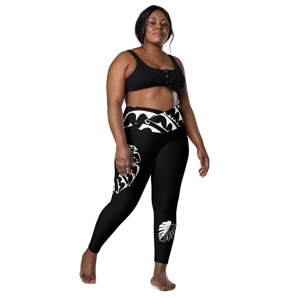 
                  
                    Black Monstera Crossover leggings with pockets
                  
                