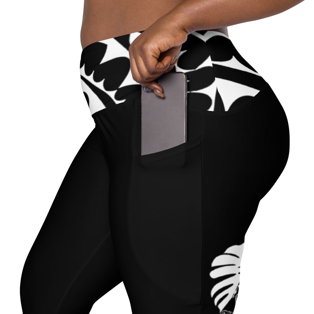 
                  
                    Black Monstera Crossover leggings with pockets
                  
                