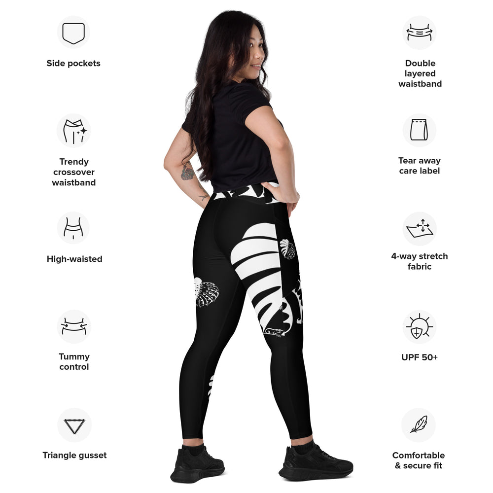 
                  
                    Black Monstera Crossover leggings with pockets
                  
                