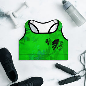 
                  
                    Green Monstera Padded Sports Bra
                  
                