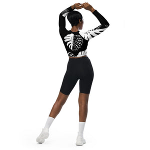 
                  
                    Black Monstera Recycled long-sleeve crop top
                  
                