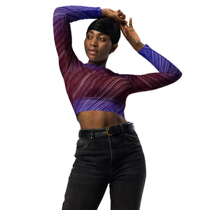 
                  
                    Blue Cranberry Pinstripe Recycled long-sleeve crop top
                  
                