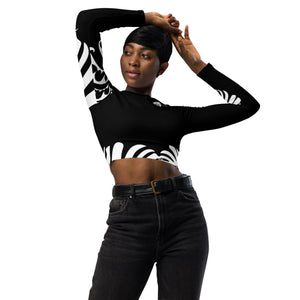 
                  
                    Black Monstera Recycled long-sleeve crop top
                  
                