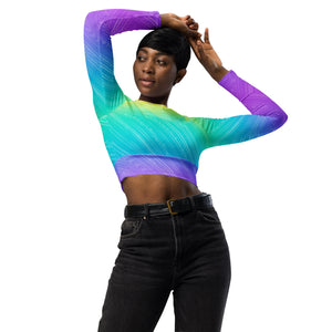 
                  
                    Rainbow Pinstripe Recycled long-sleeve crop top
                  
                