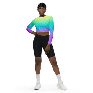 
                  
                    Rainbow Pinstripe Recycled long-sleeve crop top
                  
                