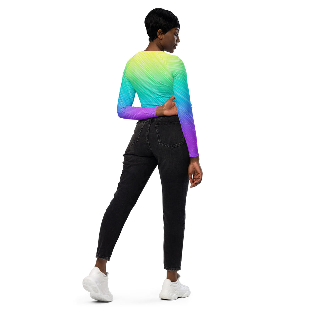 
                  
                    Rainbow Pinstripe Recycled long-sleeve crop top
                  
                