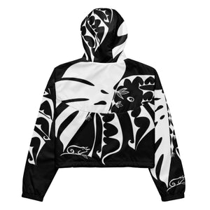 
                  
                    Black Monstera cropped windbreaker
                  
                